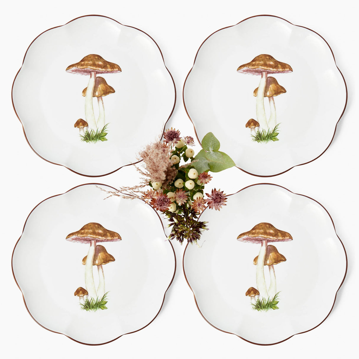 Scalloped Mushroom Dinner Plates (Set of 4)