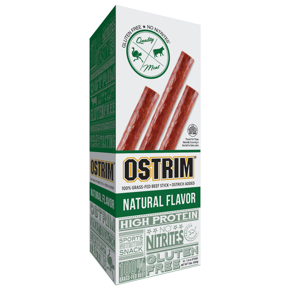 Natural Grass-Fed Beef & Ostrich, 10 Sticks