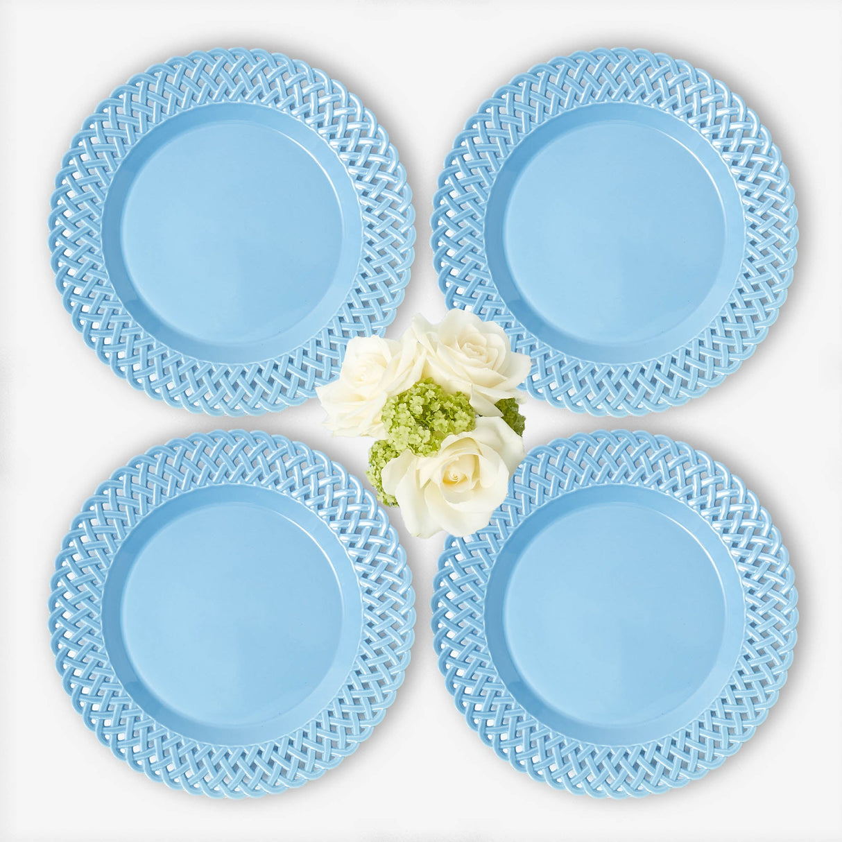 Blue Basketweave Dinner Plates (Set of 4)