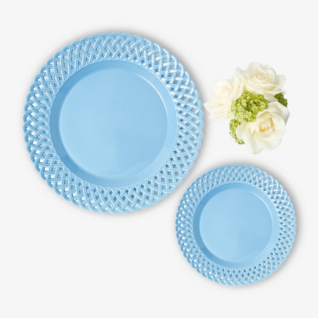 Blue Basketweave Starter Plates (Set of 4)