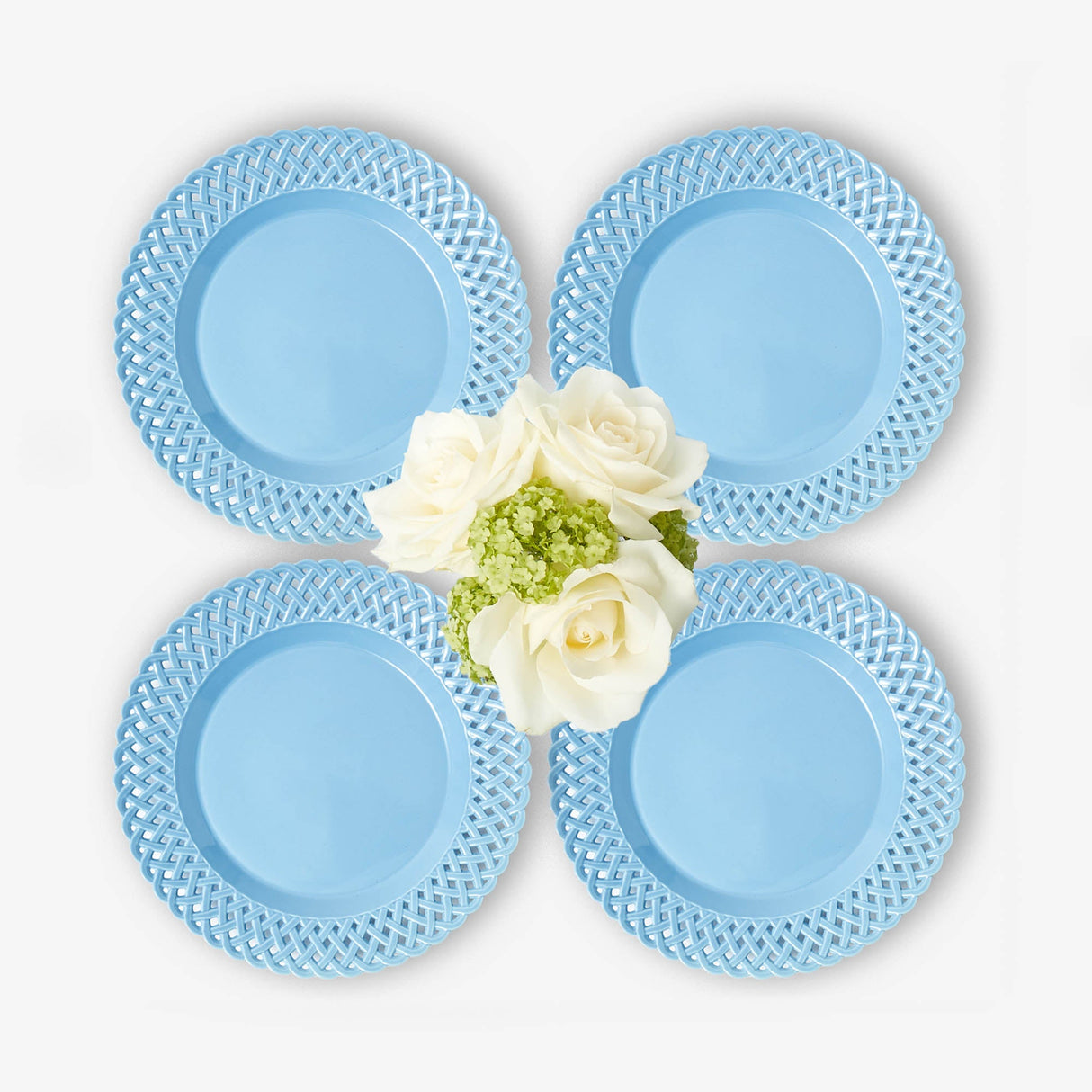 Blue Basketweave Starter Plates (Set of 4)