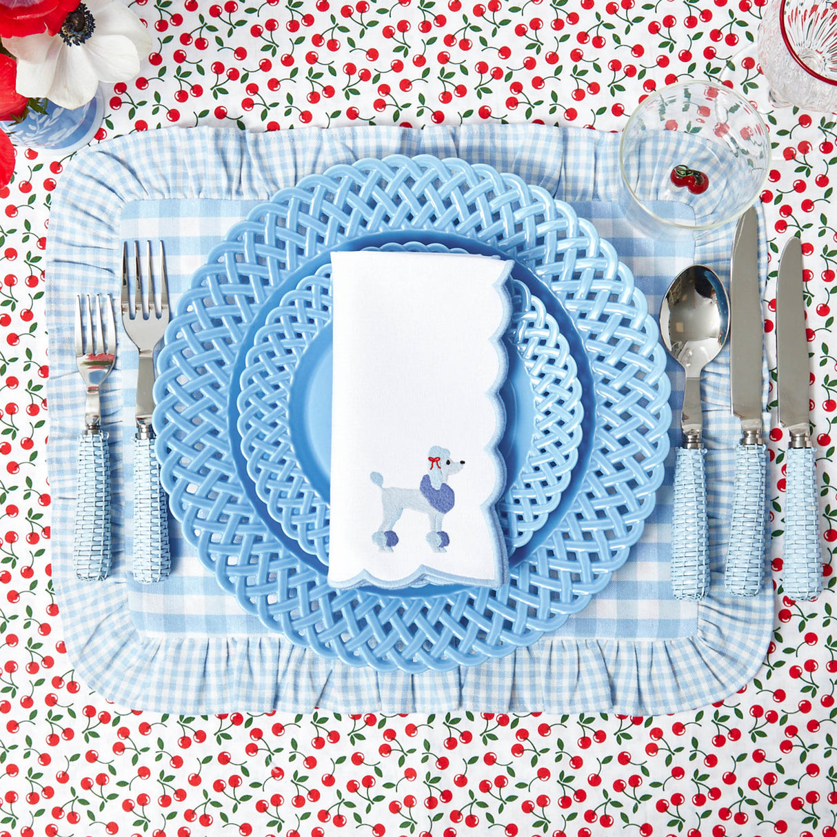 Blue Basketweave Dinner & Starter Plates (Set of 8)