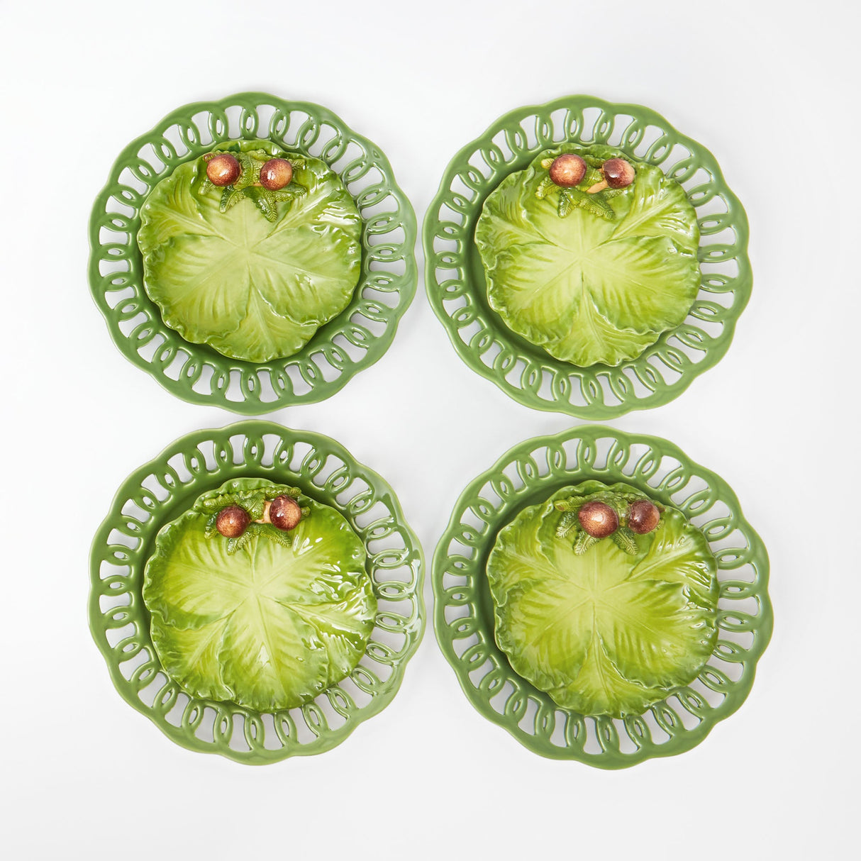 Porcini Mushroom Cabbage Plates (Set of 4)