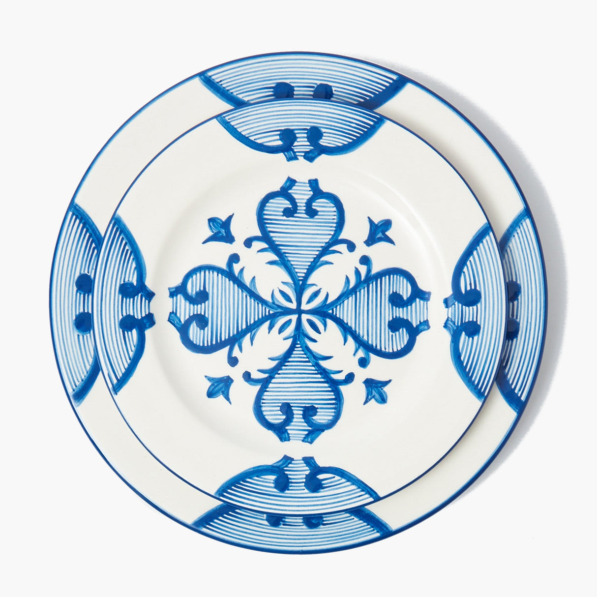 Blue Quatrefoil Dinner & Starter Plates (Set of 8)