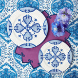 Blue Quatrefoil Dinner & Starter Plates (Set of 8)