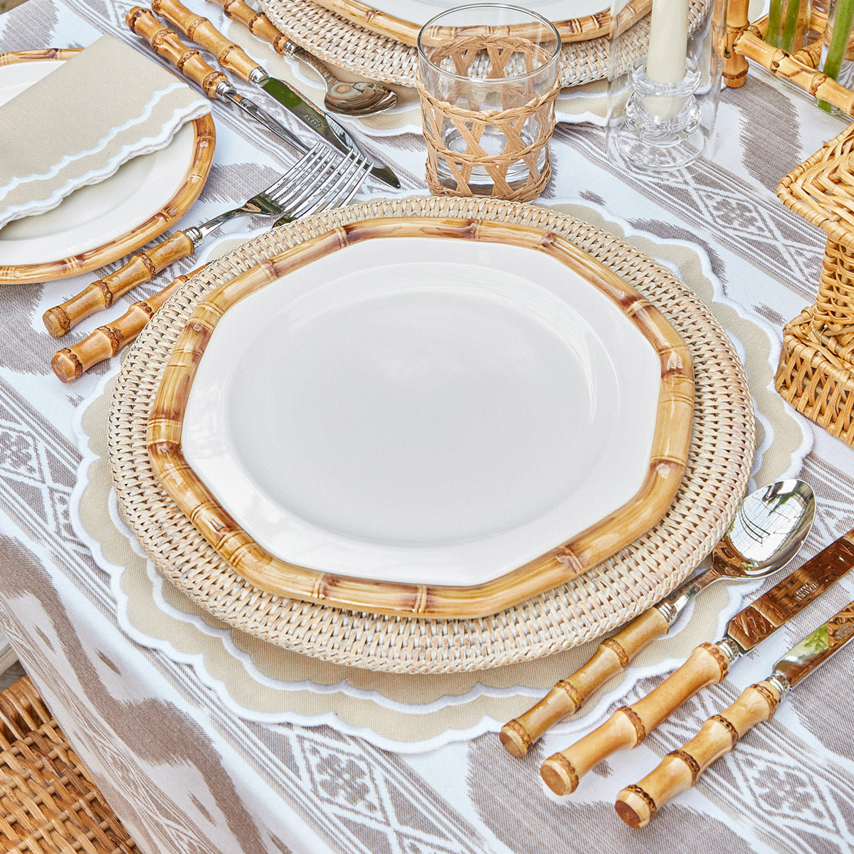 Geometric Bamboo Dinner Plate (Set of 4)