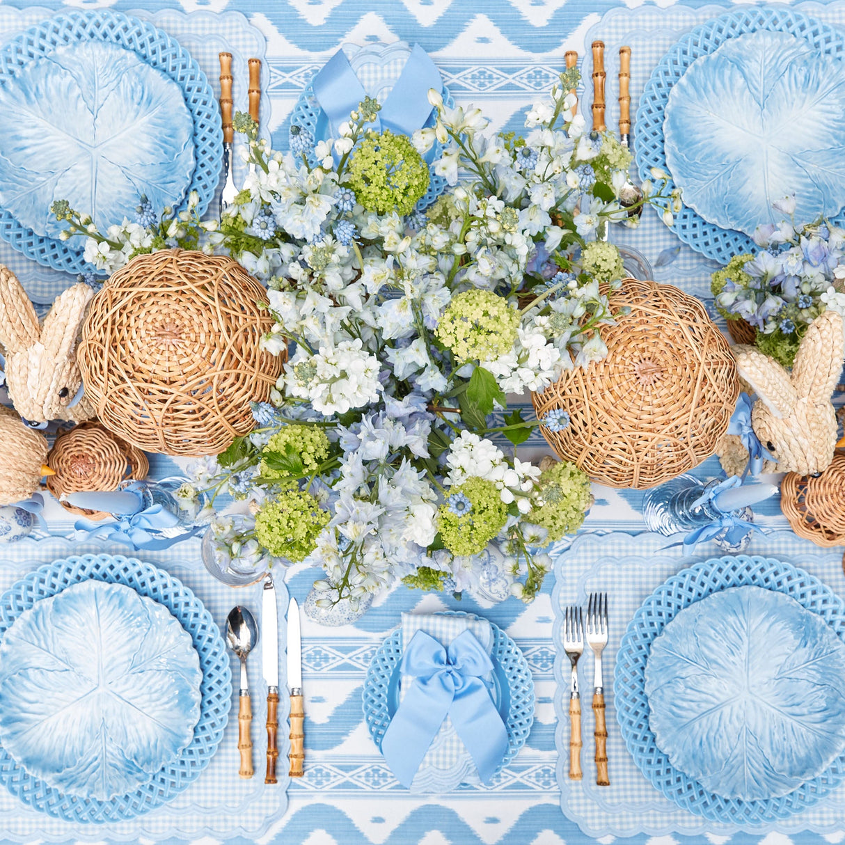 Blue Basketweave Dinner & Starter Plates (Set of 8)