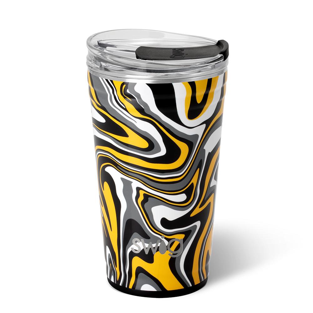 Vaso de fiesta Fanzone negro y amarillo (24 oz)