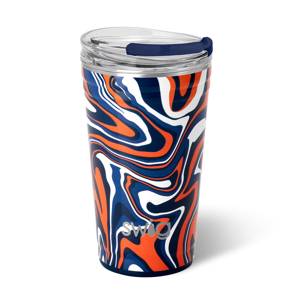 Vaso para fiesta Fanzone azul marino y naranja (24 oz)