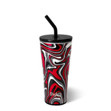 Vaso con pajita negra y roja Fanzone (32 oz)