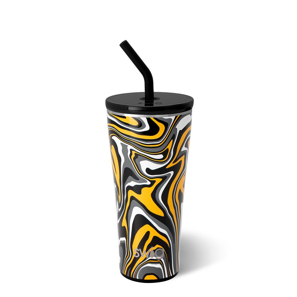 Vaso con pajita negra y amarilla Fanzone (32 oz)