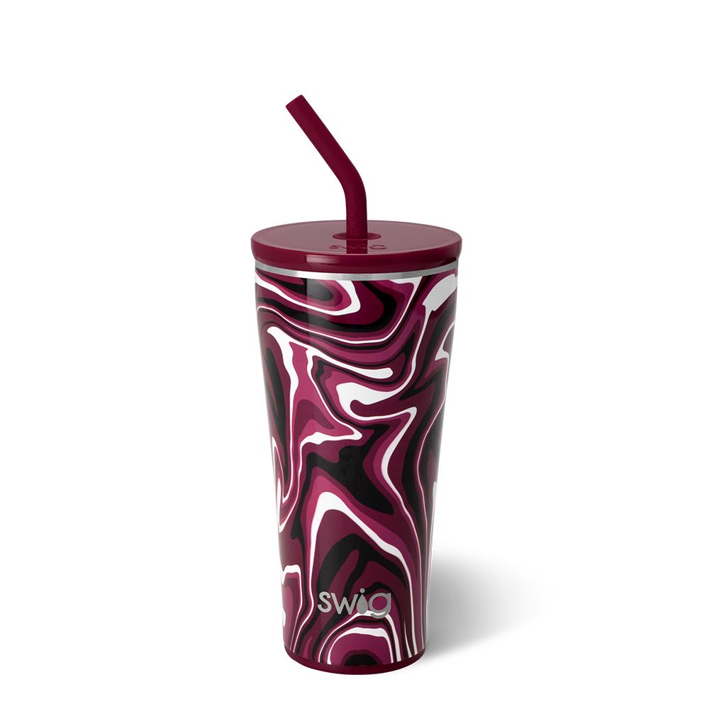 Vaso con pajita color granate y negro Fanzone (32 oz)