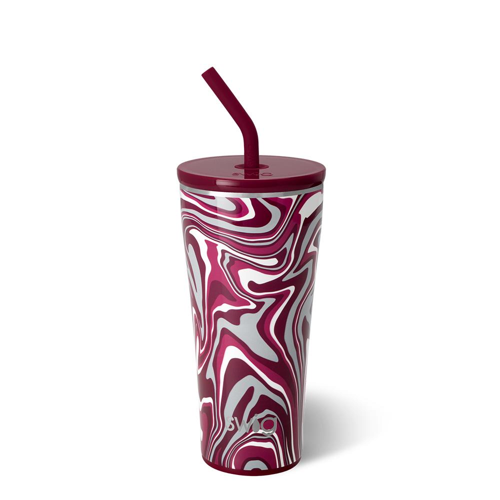 Vaso con pajita color granate Fanzone (32 oz)