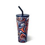 Vaso con pajita Fanzone azul marino y naranja (32 oz)