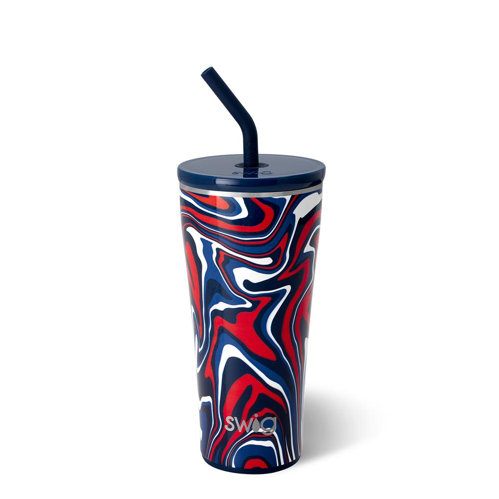 Vaso de paja azul marino y rojo Fanzone (32 oz)