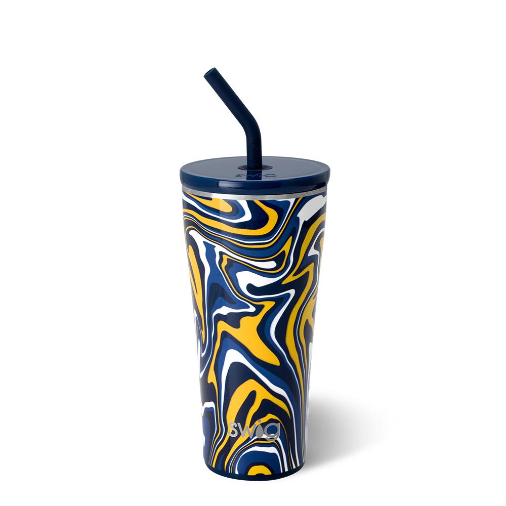 Vaso con pajita azul marino y amarillo Fanzone (32 oz)