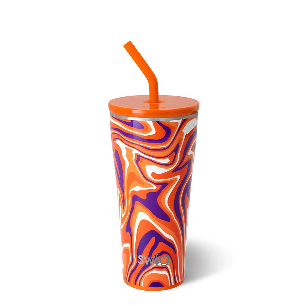 Vaso con pajita naranja y violeta Fanzone (32 oz)