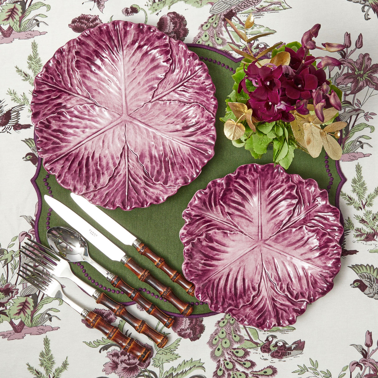 Serena Aubergine Cabbage Dinner Plates (Set of 4)