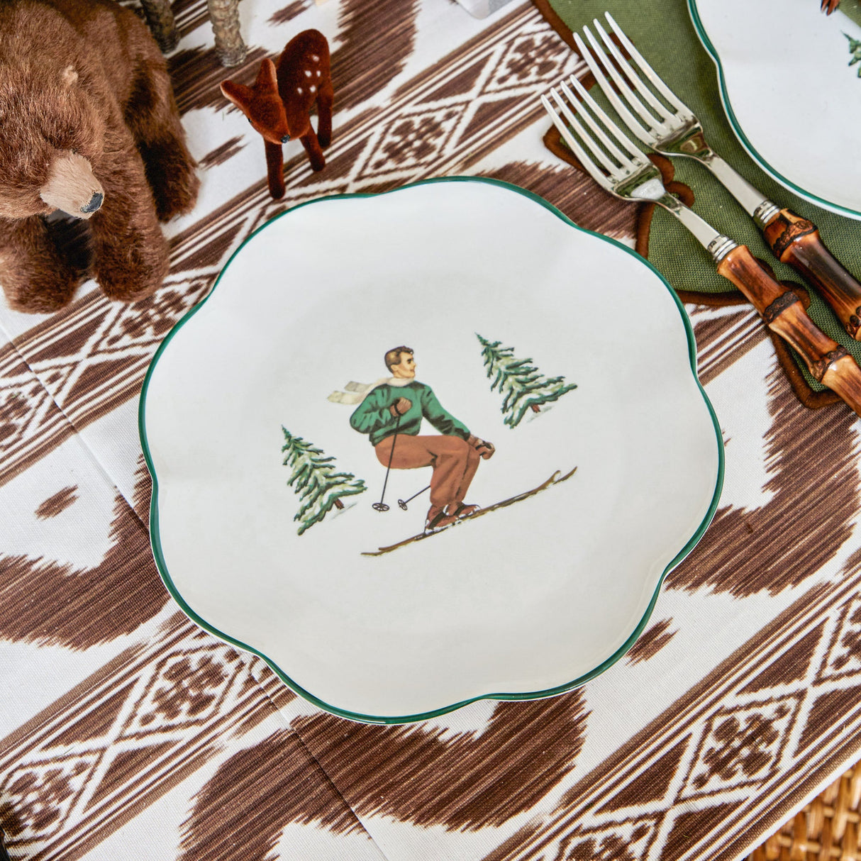 Heidi & Hans Skier Dinner & Starter Plates (Set of 8)