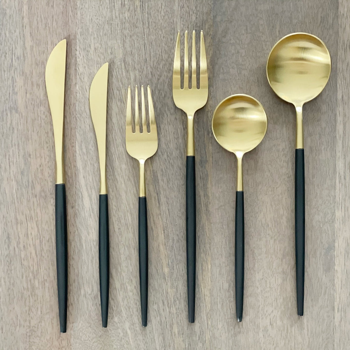 Altin 6 Piece Flatware Set - Black and Gold