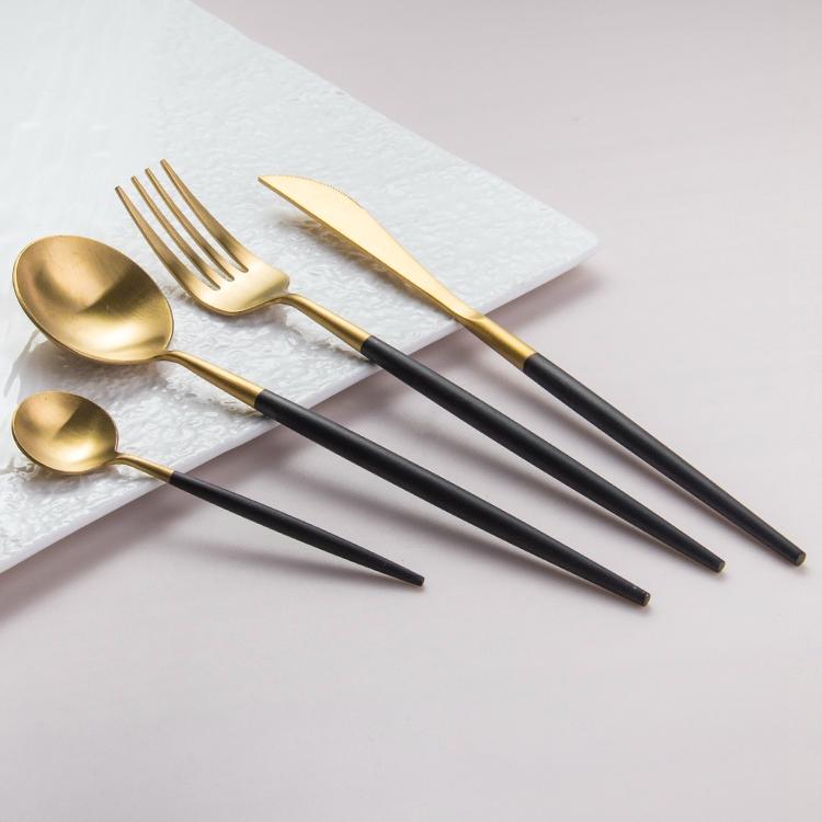 Altin 6 Piece Flatware Set - Black and Gold