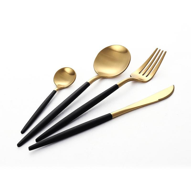 Altin 6 Piece Flatware Set - Black and Gold