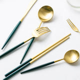 Altin 6 Piece Flatware Set - Forest Green and Gold