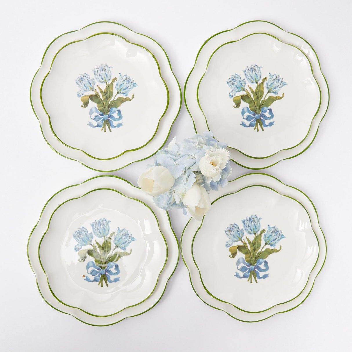 Blue Tulip Dinner & Starter Plates (Set of 8)