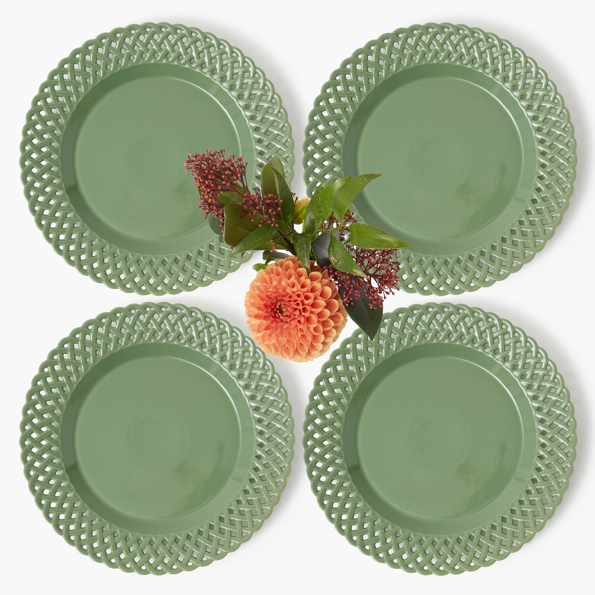 Sage Basketweave Dinner Plates (Set of 4)