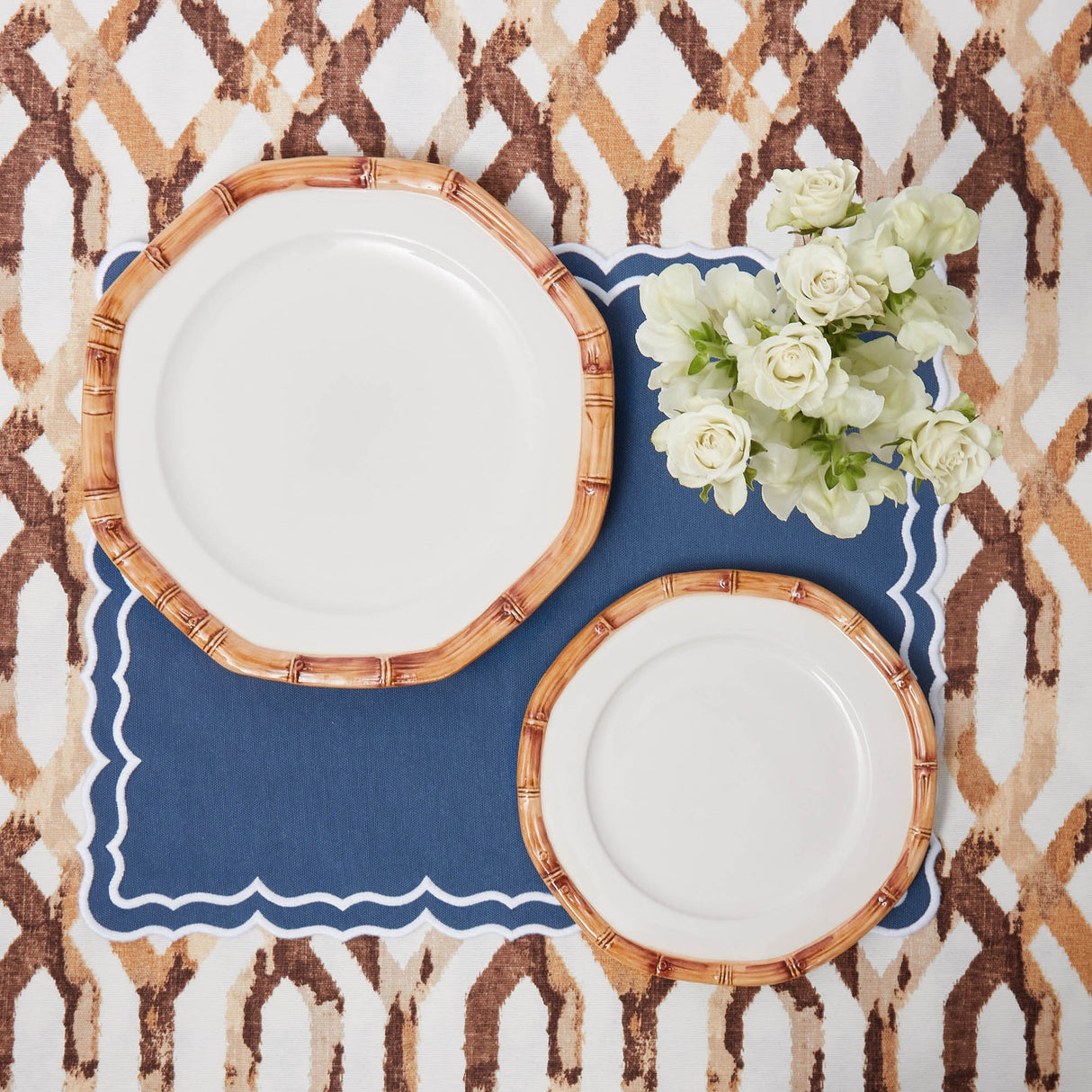 Geometric Bamboo Dinner & Starter Plates (Set of 8)