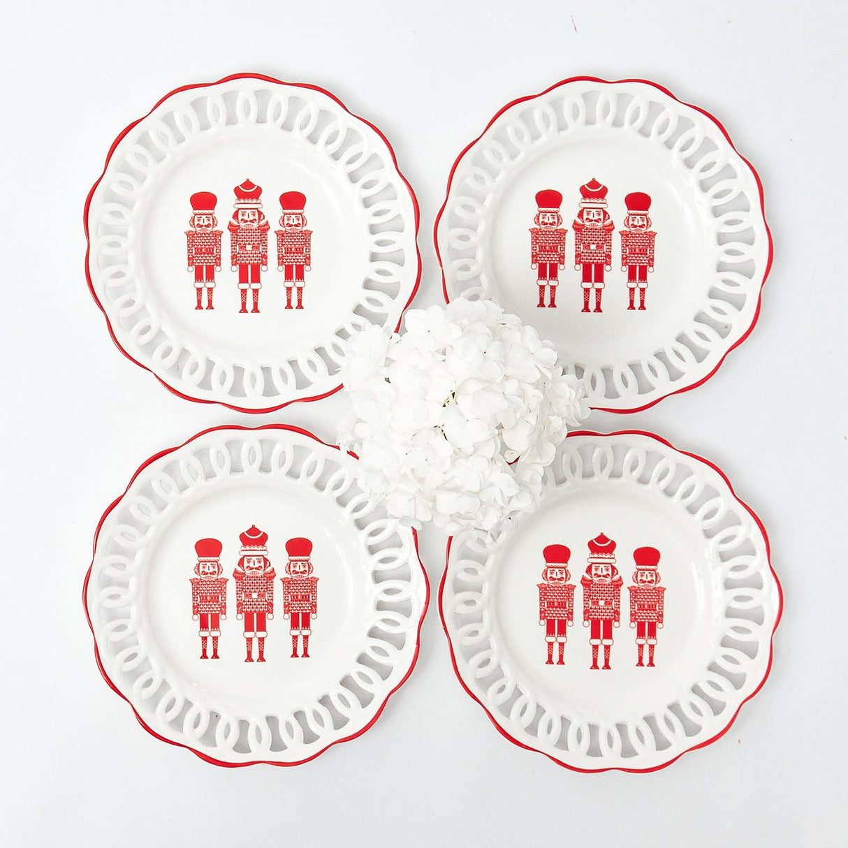 White Lace Nutcracker Starter Plates (Set of 4)