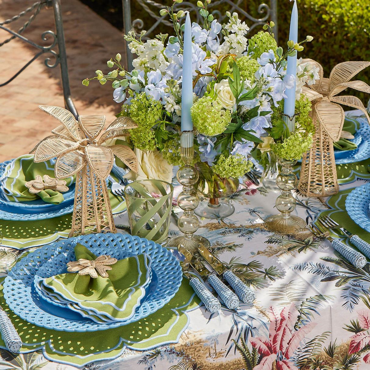 Blue Basketweave Dinner Plates (Set of 4)