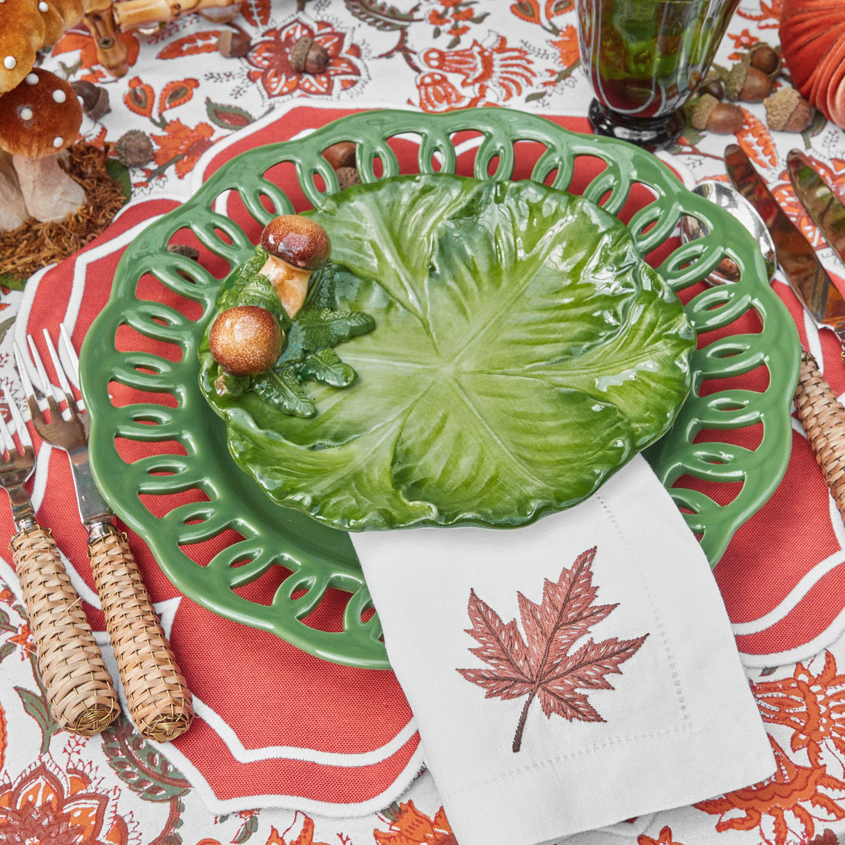 Porcini Mushroom Cabbage Plates (Set of 4)