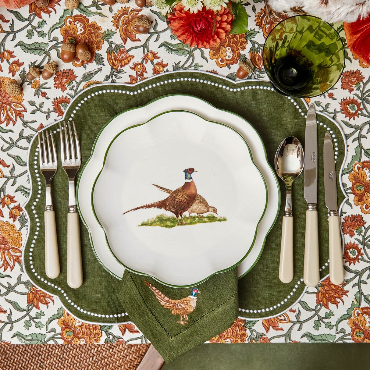 Scalloped Pheasant Starter Plates (Set of 4)