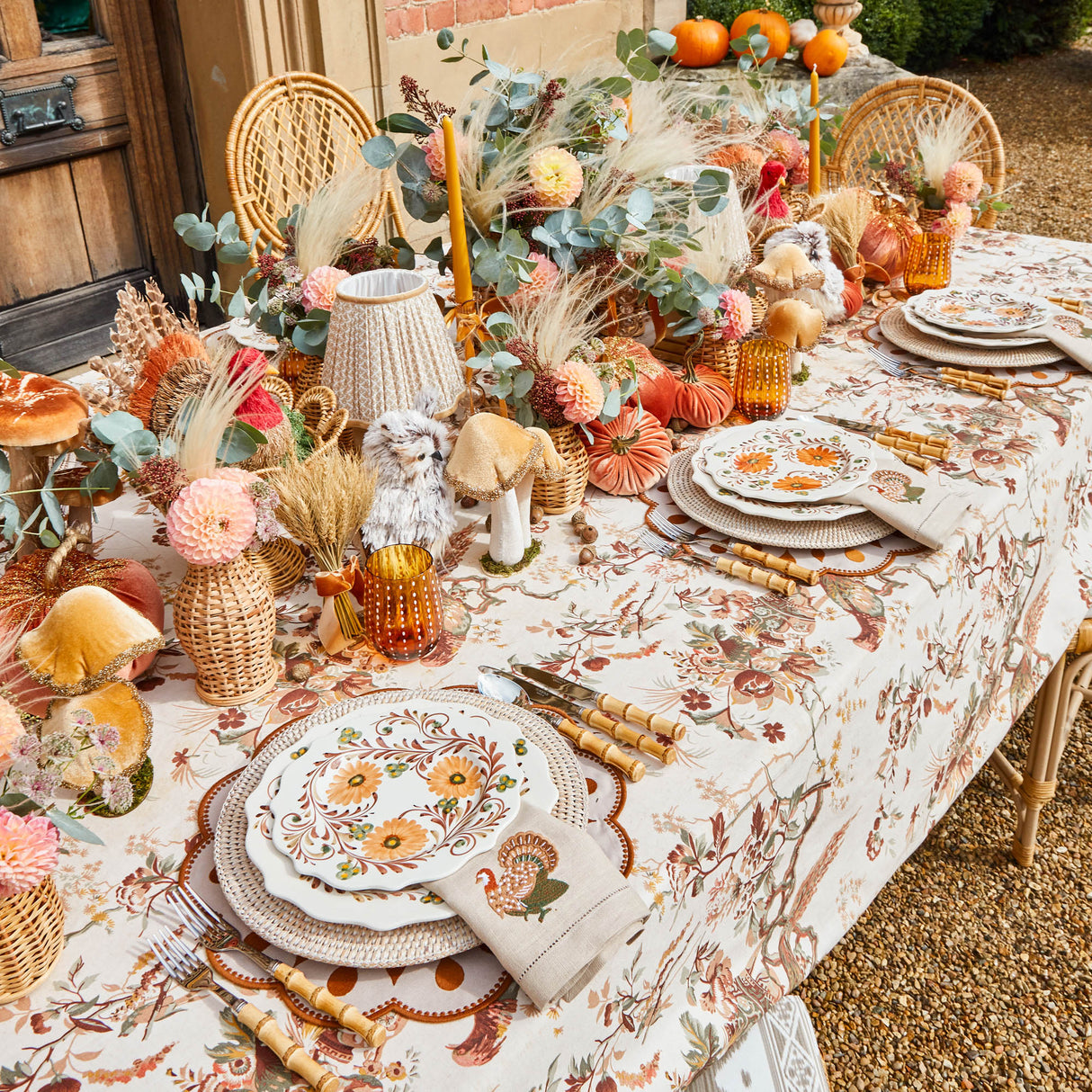 Autumn Flowers Dinner & Starter Plates (Set of 8)