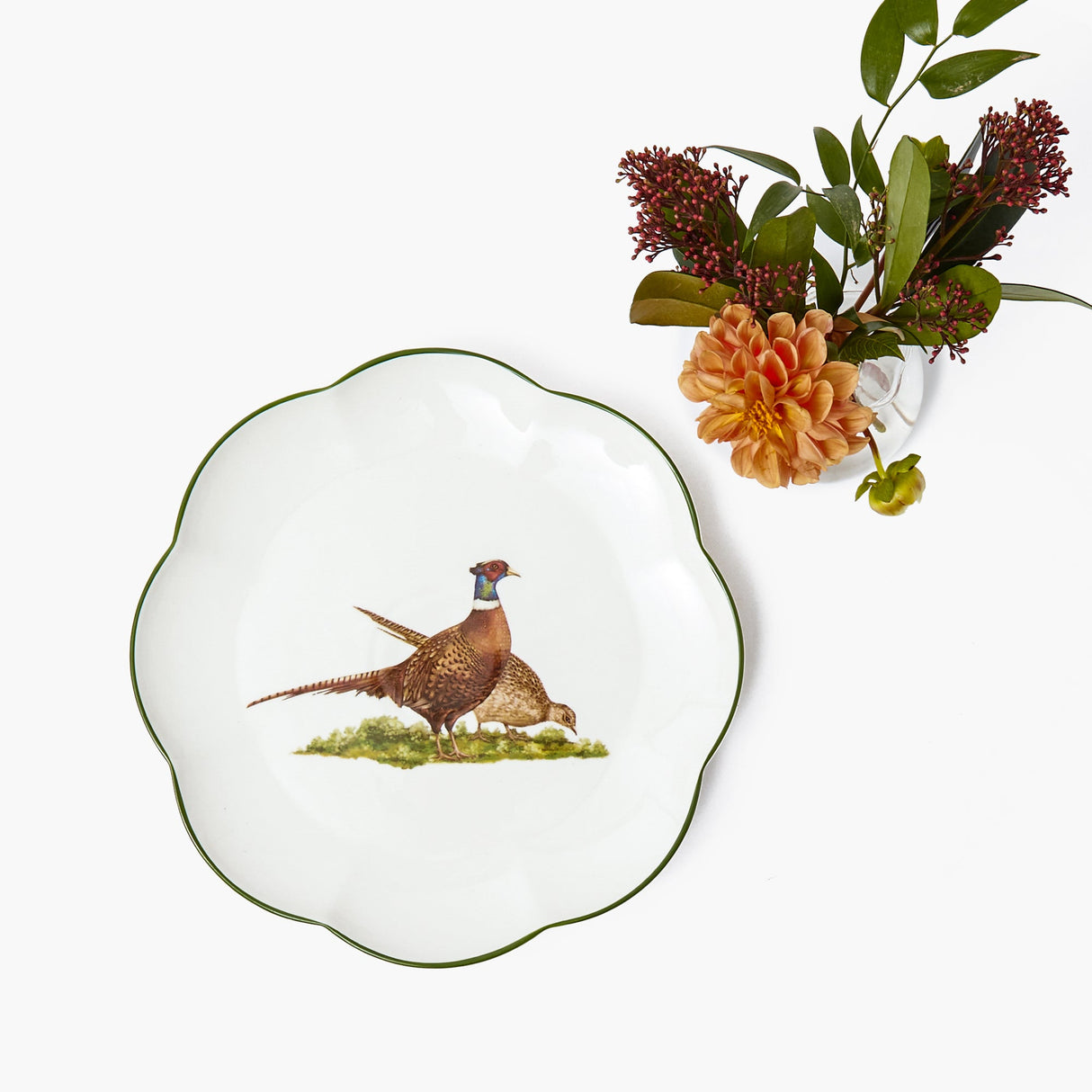 Scalloped Pheasant Dinner Plates (Set of 4)