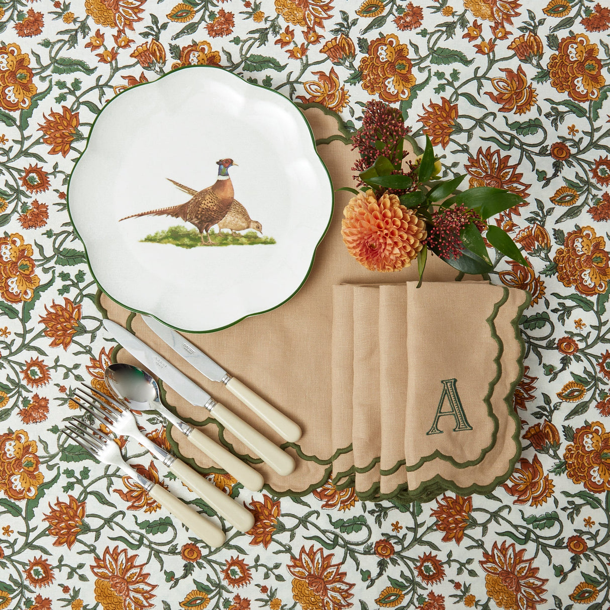 Scalloped Pheasant Starter Plates (Set of 4)