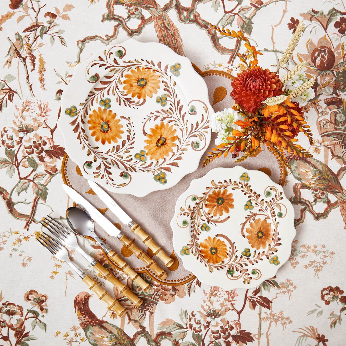 Autumn Flowers Dinner Plates (Set of 4)