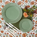 Sage Basketweave Dinner & Starter Plates (Set of 8)