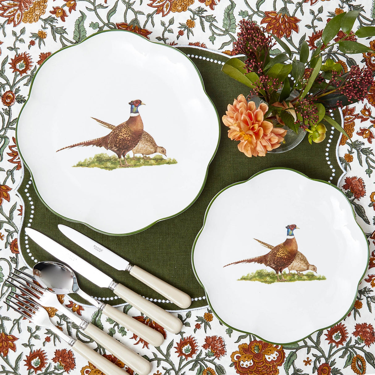 Scalloped Pheasant Dinner & Starter Plates (Set of 8)