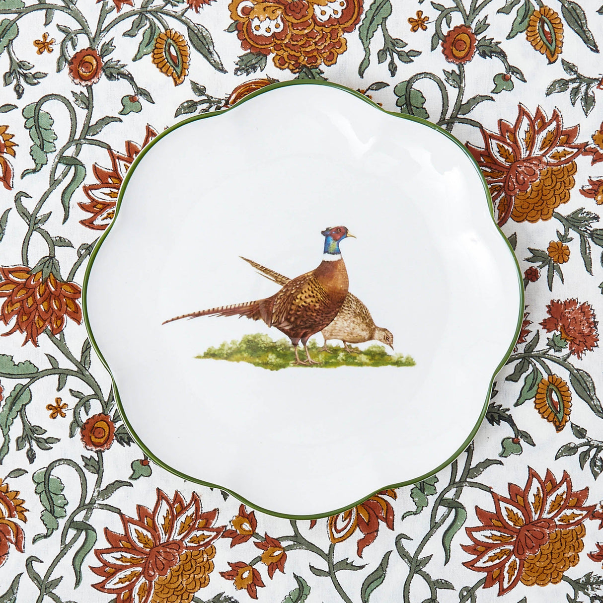 Scalloped Pheasant Starter Plates (Set of 4)