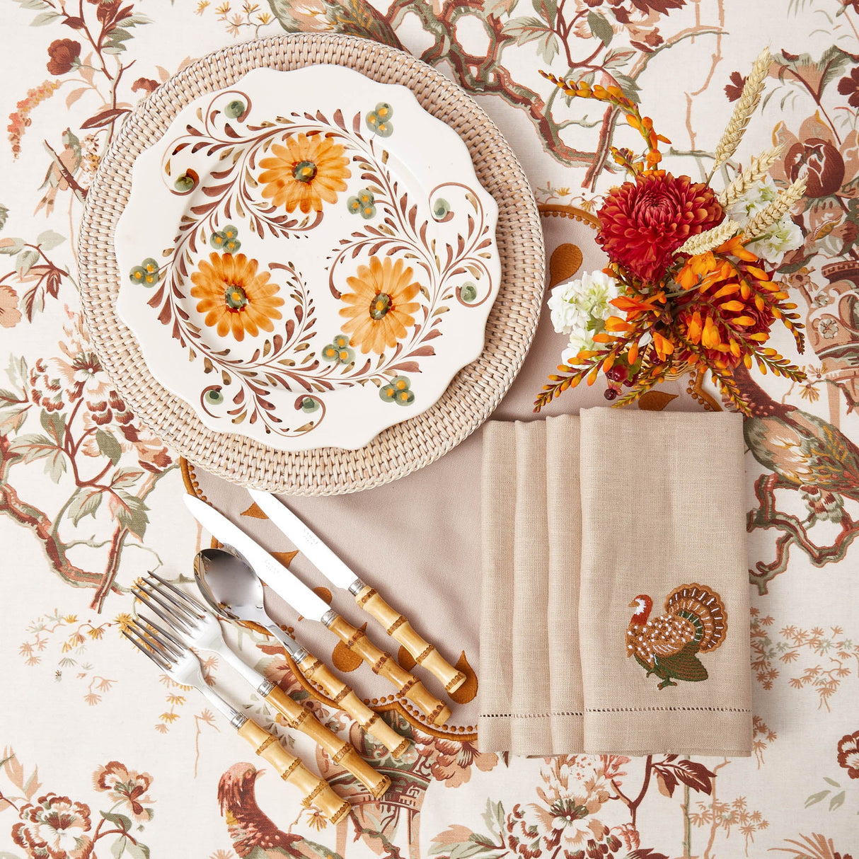 Autumn Flowers Dinner & Starter Plates (Set of 8)