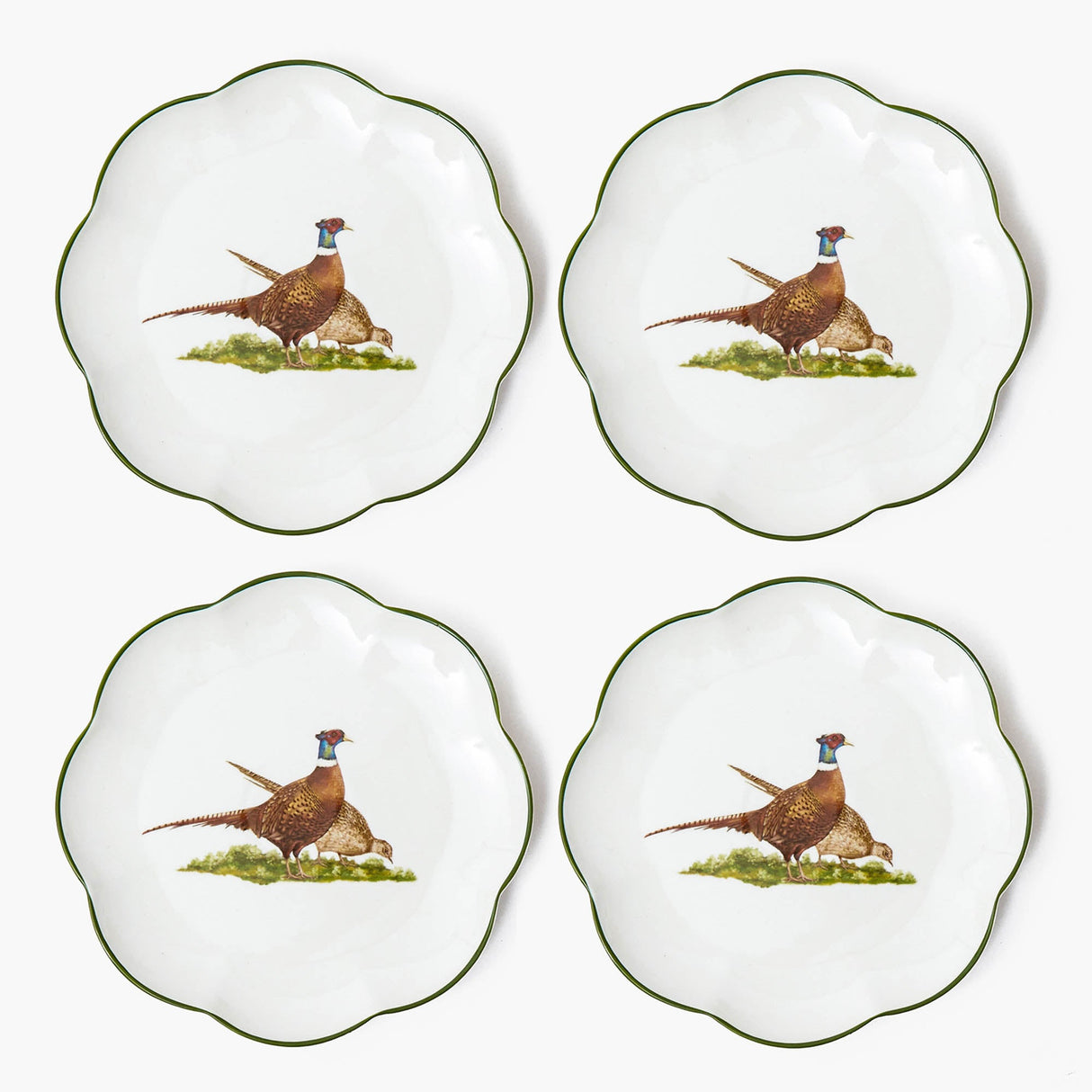 Scalloped Pheasant Starter Plates (Set of 4)