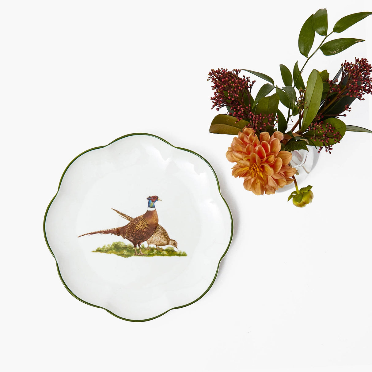 Scalloped Pheasant Starter Plates (Set of 4)