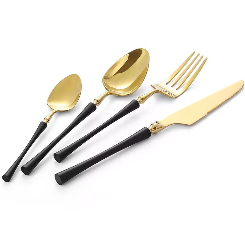 Laurel Flatware Set - Black and Gold