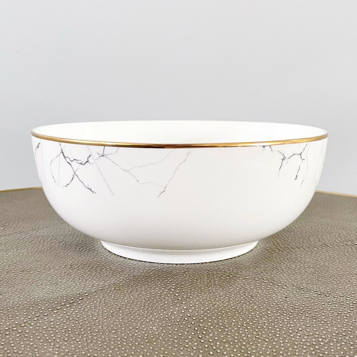 Marble and Gold Rim Serving Bowl