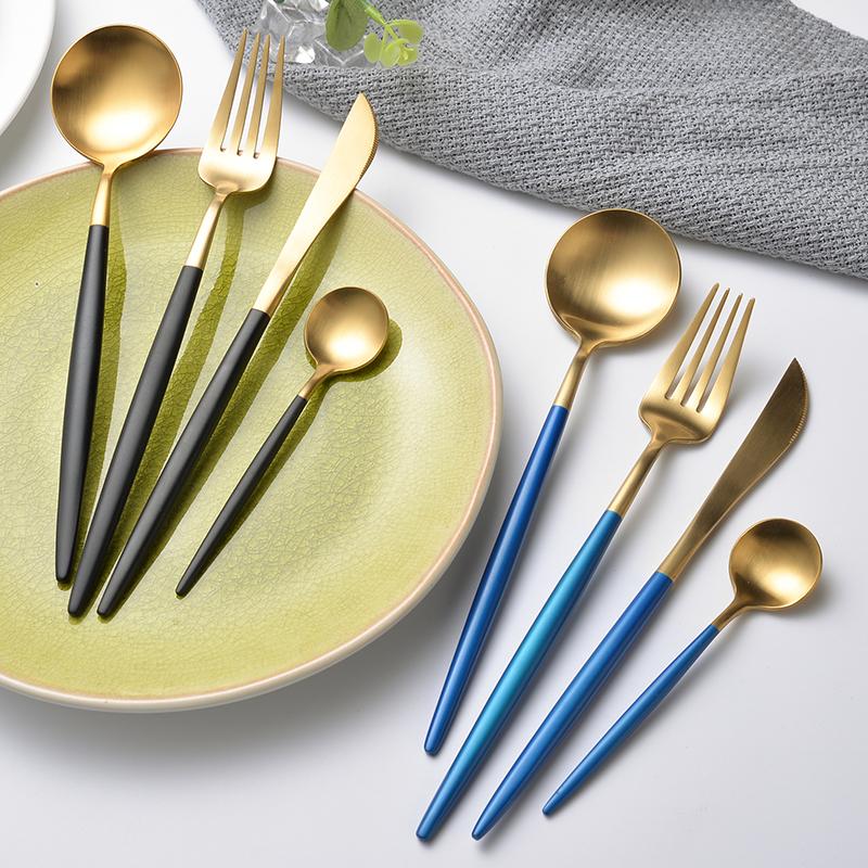 Mavi 4-piece Flatware Set - Blue & Gold