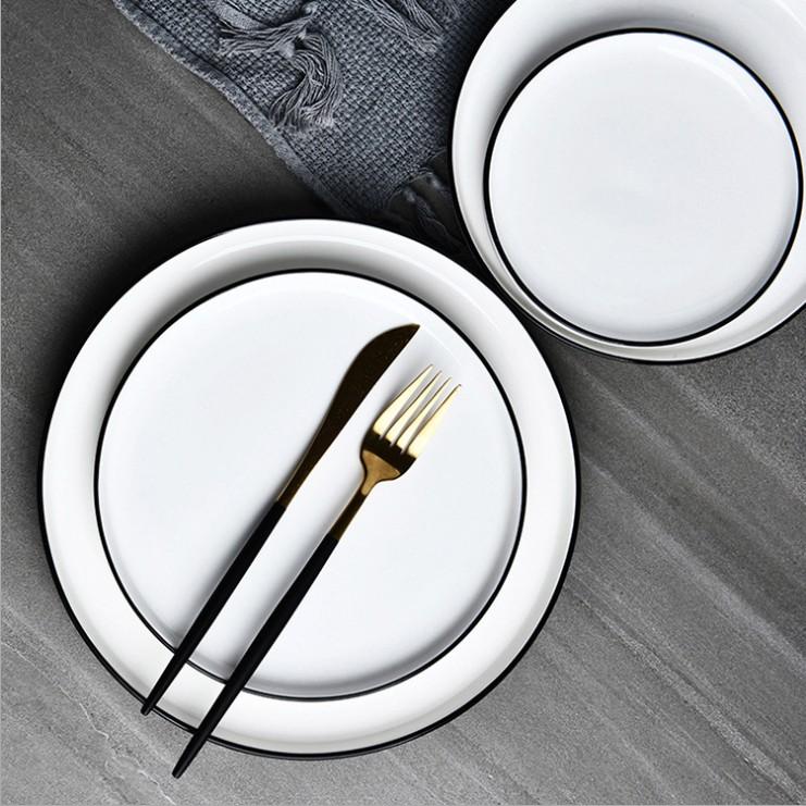 Milo Black Rim 8” Plates - Set of 4