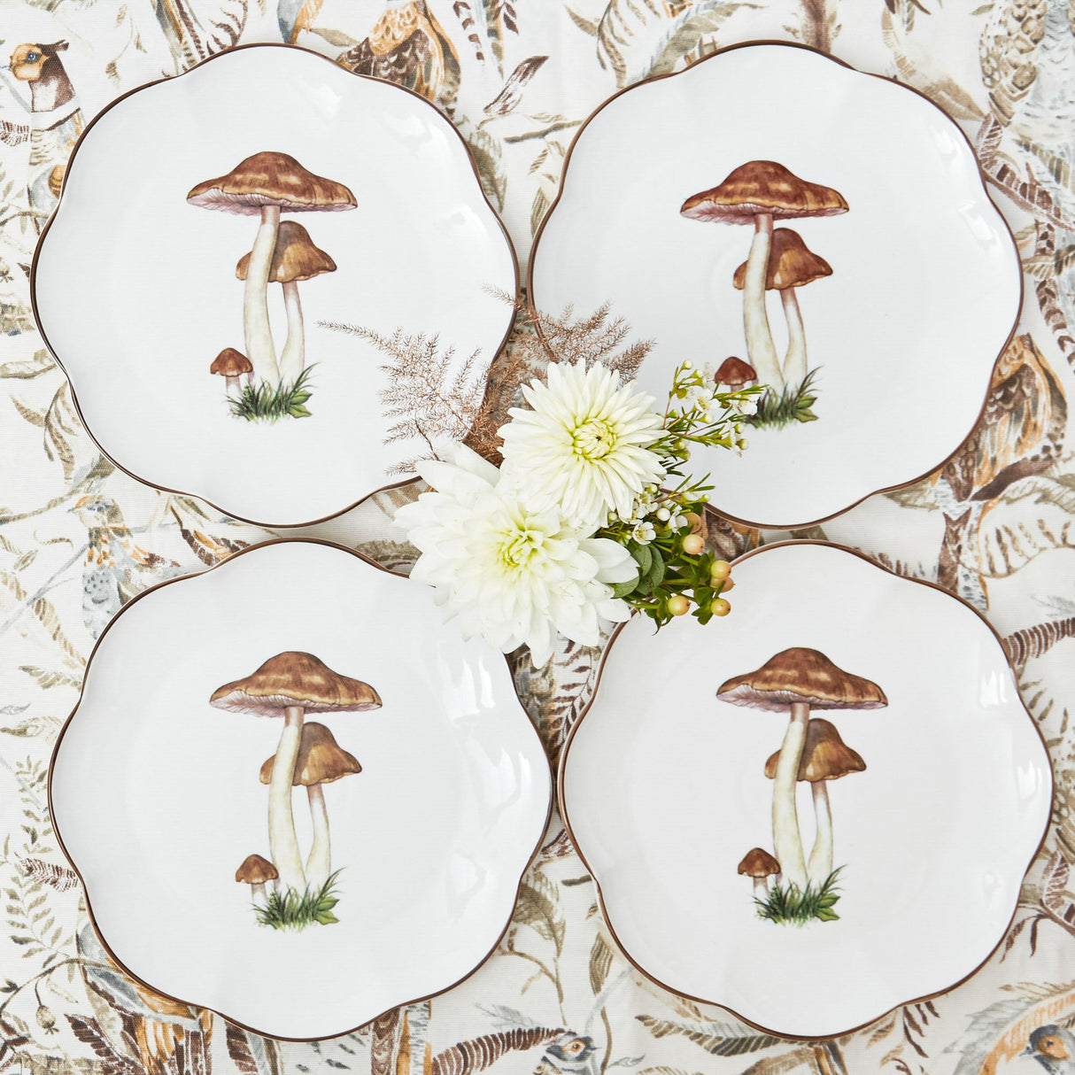 Scalloped Mushroom Dinner Plates (Set of 4)