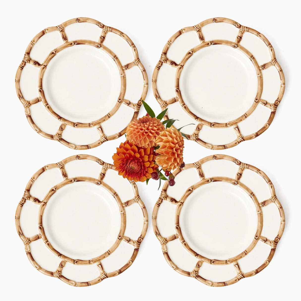 Petal Bamboo Ceramic Dinner Plate (Set of 4)